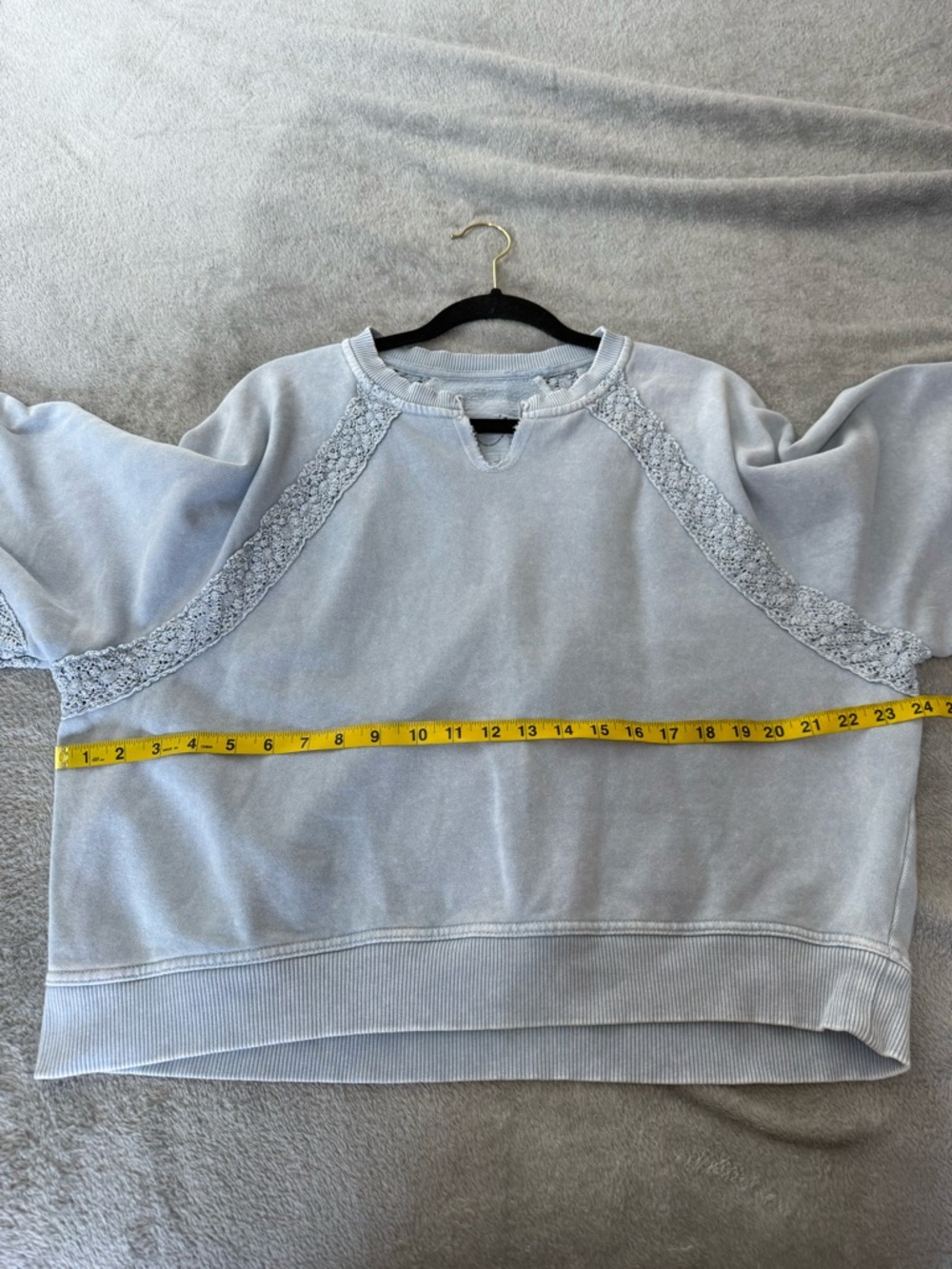Aerie Hey Crochet Sweatshirt Cloud Wash Blue Long Sleeve Size S Cozy Lounge - Picture 9 of 13